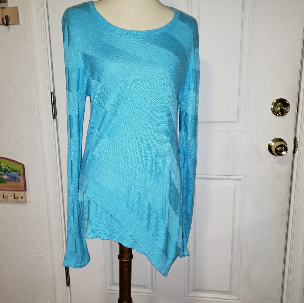 NWOT DanaBuchman Blue Asymmetrical Sweater Tunic L